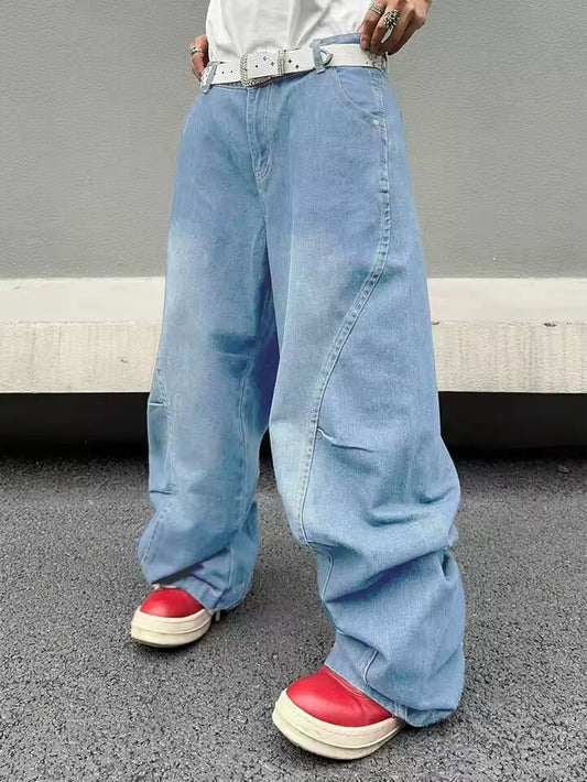 American Fashion Loose Straight Leg Wide Jeans Vintage Y2k Wide Leg Jeans Harajuku Style High Street Hip Hop Trousers Streetwear