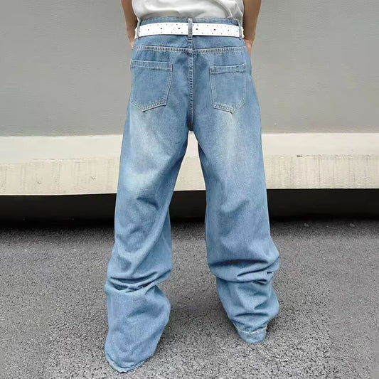 American Fashion Loose Straight Leg Wide Jeans Vintage Y2k Wide Leg Jeans Harajuku Style High Street Hip Hop Trousers Streetwear